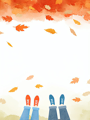 JPG 나무 여유 컬러 신발 단풍 잎 일러스트 자연 나뭇잎 풍경 두명 평화 가을 편안함 감성 조화 국내일러스트 AI일러스트 AI콘텐츠 식물 계절 감정 컨셉 사람 감각 생태계 파일형식