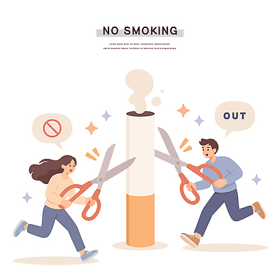 라이프스타일 캠페인 일러스트 모션 청소년 가위 흡연 담배 건강 운동 표현 예방 금연 반대 소통 국내일러스트 AI파일 컨셉 문구용품 사람 생활 사회이슈 파일형식 벡터