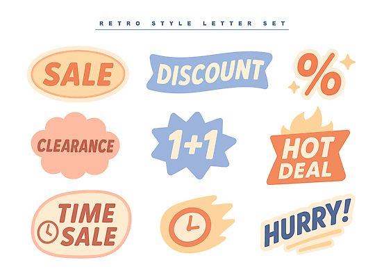 디자인 컬러 일러스트 그래픽 여름 쇼핑 유행 세일 매력적 표현 시간 상품 고객 알림 복고 마케팅 프로모션 국내일러스트 AI파일 계절 컨셉 이벤트 파일형식 벡터