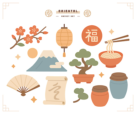 전통 디자인 문화 예술 일본문화 일러스트 자연 산 중국문화 풍경 장식 오리엔탈 벚꽃 항아리 팬 국수 기념품 아이템 만다라 풍등 국내일러스트 AI파일 동양문화 꽃 음식 외국문화 조명 면류 도자기 오브젝트 생태계 파일형식 벡터