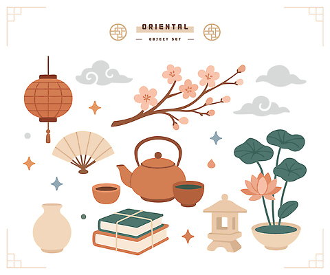 식물 전통 디자인 꽃 문화 패턴 일러스트 자연 연꽃 장식 등불 도자기 팬 차 공예 아이템 뷰티풀 국내일러스트 AI파일 음료 무늬 조명 취미 생태계 파일형식 벡터