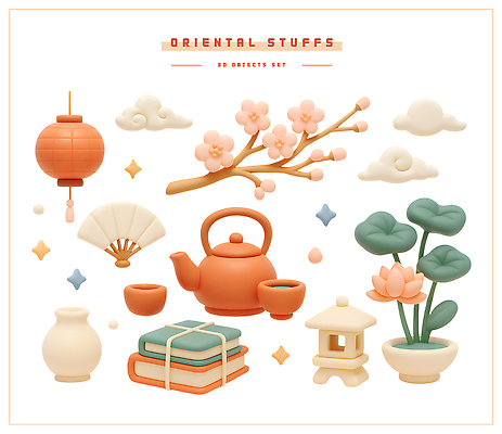 PSD 나무 편집이미지 전통 꽃 문화 조명 연꽃 풍경 장식 3D 항아리 팬 찻주전자 오브젝트 색감 편집3D 식물 주전자 도자기 디지털합성 파일형식