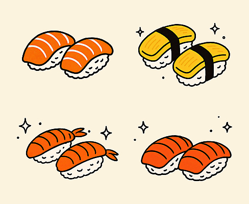 PSD 음식 일러스트 식탁 요리 장식 요리사 식사 초밥 해물요리 신선 맛 해산물 레시피 일본음식 맛있는 국내일러스트 직업 컨셉 탁자 파일형식