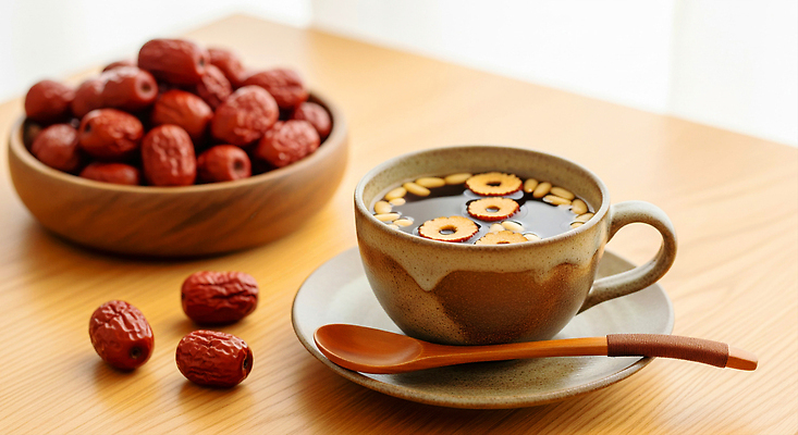 JPG 편집이미지 한국전통 그릇 음료 과일 재료 탁자 아침 건강 컵 식사 차 맛 대추 대추차 한방차 편집실사 AI포토 AI콘텐츠 주간 전통 식기 가구 컨셉 한국 차_음료 전통차 CG 파일형식