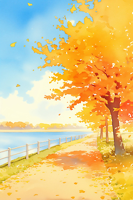 JPG 나무 길 컬러 단풍 일러스트 자연 바람 휴식 풍경 일상 소풍 걷기 고요 가을 강가 색감 국내일러스트 AI일러스트 AI콘텐츠 자연요소 식물 계절 컨셉 잎 모션 날씨 라이프 강 야외활동 생태계 파일형식