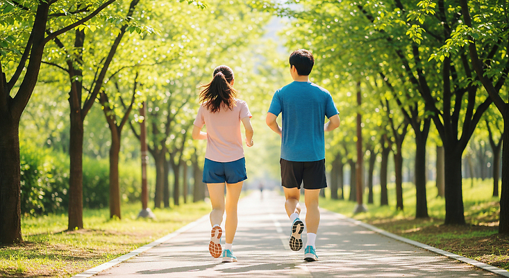 JPG 나무 편집이미지 라이프스타일 커플 공원 자연 아침 건강 풍경 초록색 운동복 조깅 운동 햇빛 산책 주말 의료성형뷰티 편집실사 AI인물포토 AI콘텐츠 주간 식물 옷 공공시설 컬러 관계 휴식 생활 태양 CG 생태계 파일형식 AI포토