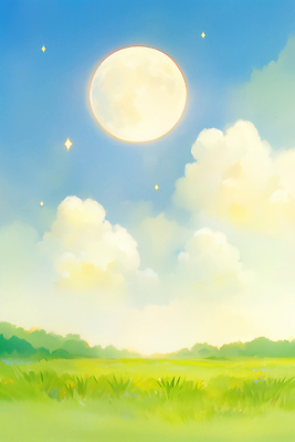JPG 구름 일러스트 자연 하늘 아침 풍경 초원 초록색 여름 빛 햇빛 태양 평화 맑음 고요 달 분위기 주말 뷰티풀 국내일러스트 AI일러스트 AI콘텐츠 주간 자연요소 계절 컬러 컨셉 날씨 생태계 파일형식