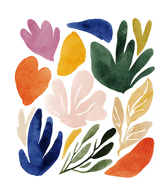 JPG 식물 디자인 컬러 일러스트 자연 수채화 따뜻함 장식 인테리어 그림 화사함 감성 조화 벽장식 색감 국내일러스트 AI일러스트 AI콘텐츠 컨셉 생태계 파일형식