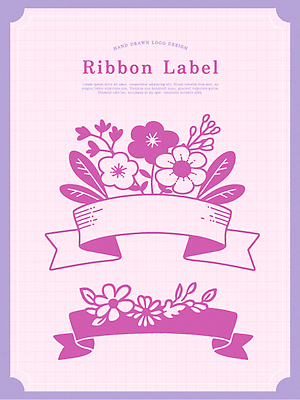 디자인 꽃 리본 분홍색 컬러 패턴 일러스트 자연 그래픽 장식 라벨 민트색 아티스트 창의성 국내일러스트 AI파일 식물 직업 무늬 프레임 생태계 파일형식 벡터