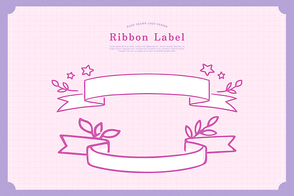 디자인 별 리본 분홍색 백그라운드 잎 일러스트 그래픽 장식 라벨 그림 심플 꾸미기 뷰티풀 창작 아기자기 국내일러스트 AI파일 자연요소 식물 컬러 컨셉 프레임 파일형식 벡터