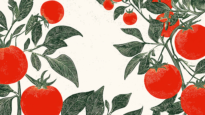 JPG 식물 디자인 예술 컬러 잎 농업 토마토 채소 일러스트 자연 생명 여름 농장 정원 신선 생태 유기농 원예 국내일러스트 AI일러스트 AI콘텐츠 웰빙 계절 산업 취미 생태계 파일형식