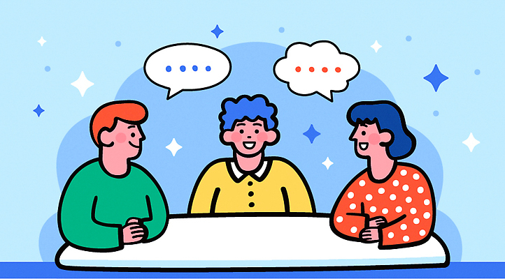 캐릭터 감정 백그라운드 일러스트 탁자 친절 대화 웃음 여러명 일상 친구 모임 편안함 즐거움 그림 소통 친목 소셜 의사소통 국내일러스트 AI파일 가구 다수 컨셉 관계 표정 말하기 사람 라이프 감각 파일형식 벡터