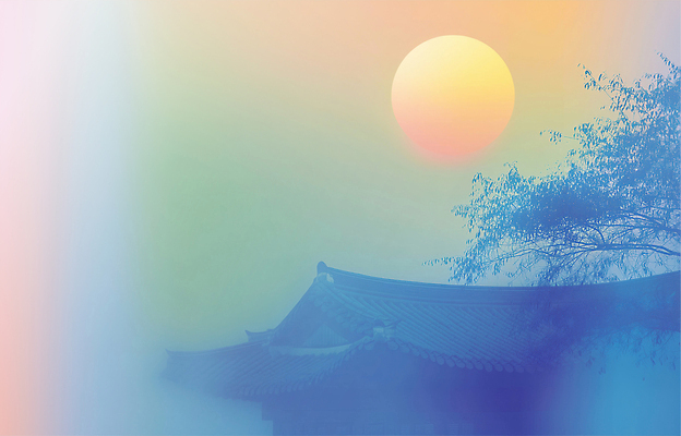 JPG 나무 건축 문화 컬러 하늘색 일러스트 자연 하늘 한옥 한국 기와 풍경 빛 평화 고요 일몰 저녁 부드러움 뷰티풀 국내일러스트 AI일러스트 AI콘텐츠 식물 한국전통 아시아 컨셉 고건축 파란색 노을 감각 야간 생태계 파일형식