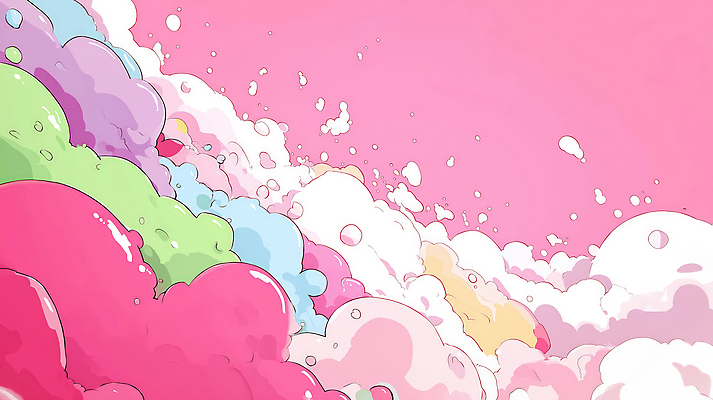 JPG 모양 구름 디자인 감정 분홍색 컬러 백그라운드 일러스트 추상 밝음 공간 화려 모던 그림 질감 상상력 색채 창의성 국내일러스트 AI일러스트 AI콘텐츠 자연요소 컨셉 무늬 파일형식