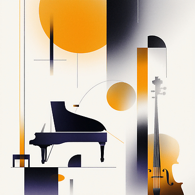 JPG 모양 디자인 문화 예술 악기 음악 컬러 일러스트 원형 피아노 바이올린 직선 기하학 조화 작곡 뷰티풀 색채 창의성 국내일러스트 AI일러스트 AI콘텐츠 도형 선 무늬 현악기 문화예술 건반악기 파일형식