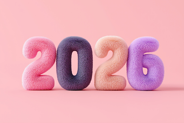 JPG 편집이미지 디자인 기념일 분홍색 백그라운드 털 장식 숫자 보라색 오브젝트 부드러움 색감 연말 2026년 아기자기 편집3D AI컴퓨터그래픽 AI콘텐츠 문자 컬러 컨셉 이벤트 3D 감각 연도 파일형식