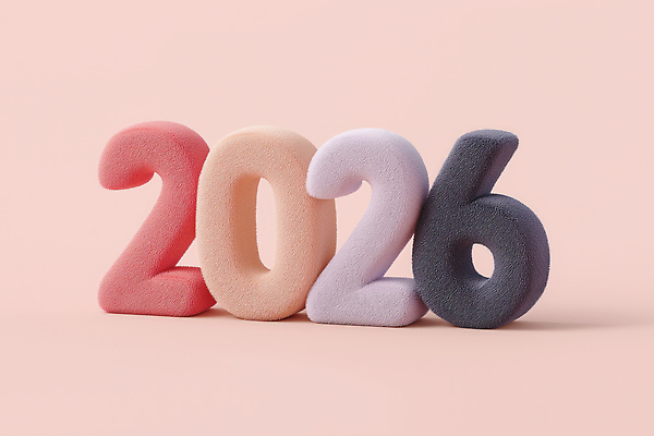 JPG 편집이미지 디자인 예술 컬러 기념 조형물 숫자 전시 배열 모던 부드러움 스타일 세련 2026년 편집3D AI컴퓨터그래픽 AI콘텐츠 문자 미술 3D 감각 연도 파일형식