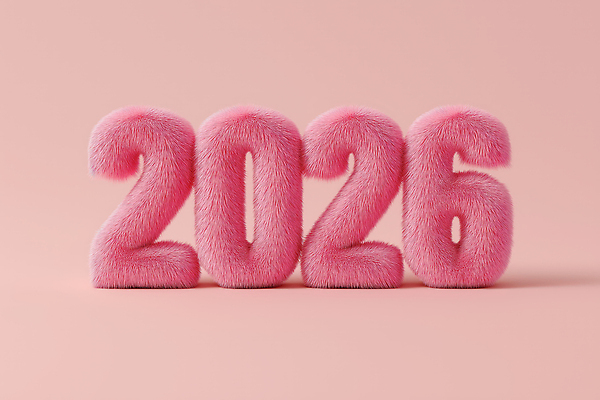 JPG 편집이미지 디자인 분홍색 백그라운드 털 장식 숫자 디지털 분위기 연도 오브젝트 부드러움 뷰티풀 2026년 아기자기 편집3D AI컴퓨터그래픽 AI콘텐츠 문자 컬러 컨셉 3D 감각 파일형식