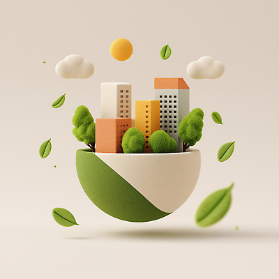 JPG 나무 모델 편집이미지 디자인 건축 화분 풍경 건물 환경 미니어처 도시 모던 그림 조화 생동감 편집3D AI컴퓨터그래픽 AI콘텐츠 식물 건축물 3D 모형 파일형식