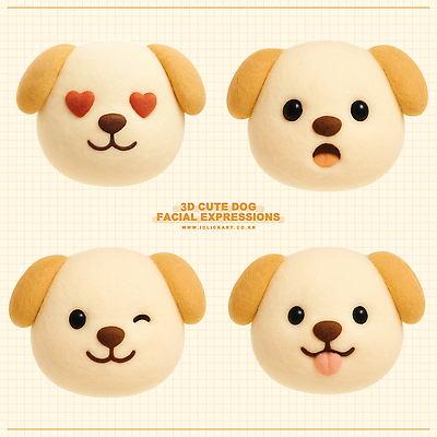 PSD 편집이미지 캐릭터 디자인 감정 표정 사랑 미소 반려동물 3D 귀여움 표현 강아지 즐거움 편집3D 동물 컨셉 개 디지털합성 파일형식
