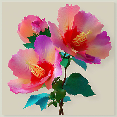 JPG 식물 편집이미지 꽃잎 꽃 컬러 잎 자연 생명 풍경 정원 원예 무궁화 조화 만개 뷰티풀 생동감 이미지편집 AI컴퓨터그래픽 AI콘텐츠 취미 생태계 파일형식