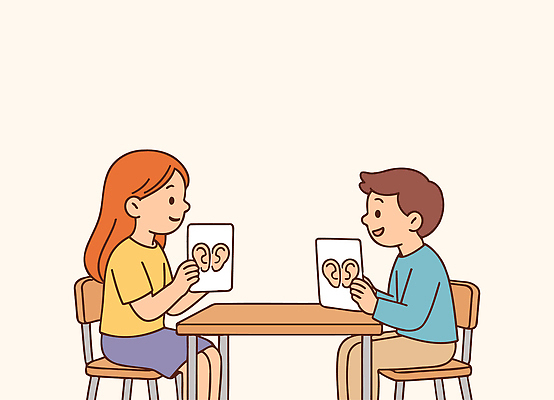 교육 어린이 일러스트 가족 모션 놀이 탁자 대화 웃음 친구 학습 집중 즐거움 그림 교류 소통 상상력 창의력 국내일러스트 AI파일 카드프레임 감정 가구 컨셉 관계 프레임 표정 말하기 사람 파일형식 벡터