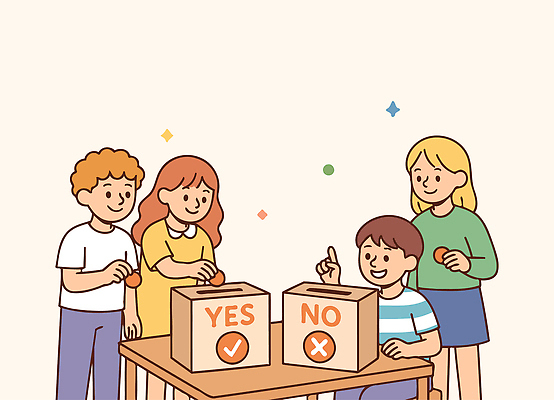 교육 어린이 일러스트 학교 모션 협력 이벤트 체험 사회 선택 토론 질문 투표 즐거움 실습 의견 동아리 참여 상호작용 국내일러스트 AI파일 감정 컨셉 사람 선거 공동체 파일형식 벡터