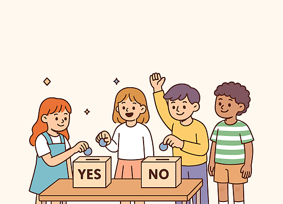 교육 어린이 일러스트 모션 협력 실내 대화 여름 동전 사회 질문 투표 연령 집중 즐거움 의견 의사결정 참여 상호작용 국내일러스트 AI파일 계절 감정 컨셉 돈 말하기 사람 내부 선거 공동체 파일형식 벡터