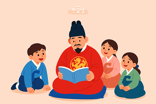 전통 옷 교육 명절 할아버지 문화 어린이 일러스트 가족 한국 따뜻함 이야기 한글 학습 독서 역사 전통의상 즐거움 그림 한글날 소통 세종대왕 국내일러스트 AI파일 문자 기념일 노년 남자 감정 아시아 컨셉 관계 사람 공휴일 왕 국경일 파일형식 벡터
