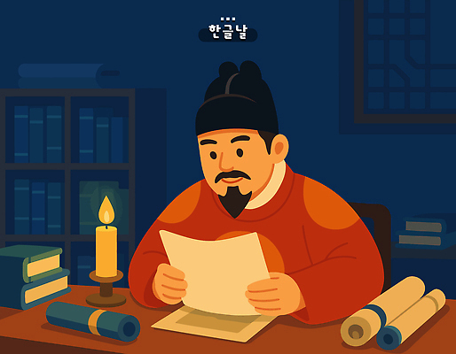 전통 손 교육 기념일 남자 문화 일러스트 초 아침 휴식 조명 한글 생활 학습 독서 교양 역사 서재 책상 문서 발견 한글날 세종대왕 국내일러스트 AI파일 주간 문자 가구 컨셉 사람 이벤트 신체부위 공휴일 왕 국경일 파일형식 벡터