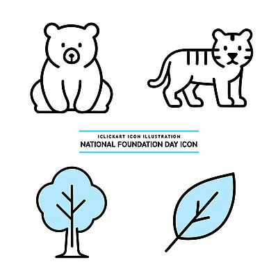 나무 동물 아이콘 디자인 컬러 잎 곰 자연 생명 그래픽 귀여움 호랑이 심플 조화 개천절 2D아이콘 AI파일 식물 컨셉 포유류 공휴일 국경일 생태계 파일형식 벡터