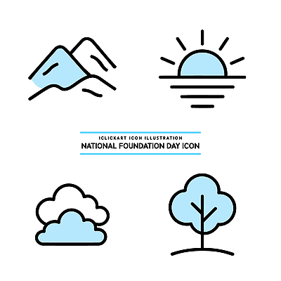 클립아트 나무 구름 아이콘 디자인 자연 산 그래픽 태양 환경 생태 심플 개천절 2D아이콘 AI파일 자연요소 식물 공휴일 국경일 생태계 파일형식 벡터