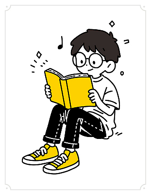 캐릭터 신발 일러스트 모션 표정 실험 소년 책 학습 독서 노란색 집중 즐거움 호기심 순간 창의력 국내일러스트 AI파일 교육 남자 감정 어린이 컬러 컨셉 파일형식 벡터