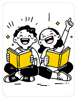 행복 어린이 일러스트 놀이 바닥 대화 웃음 책 친구 독서 노란색 기쁨 즐거움 창의력 액티비티 동심 국내일러스트 AI파일 감정 컬러 관계 표정 말하기 사람 파일형식 벡터