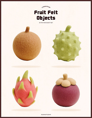 모양 PSD 편집이미지 디자인 예술 컬러 과일 장식 인테리어 오브젝트 그림 질감 조화 수공예 펠트 편집3D 3D 공예 파일형식 천_직물