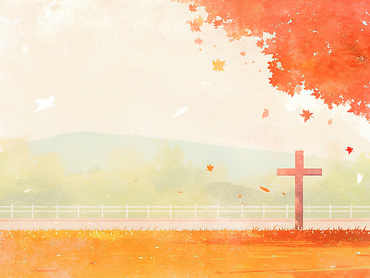 JPG 나무 예술 컬러 백그라운드 십자가 단풍 일러스트 자연 산 밝음 풍경 잔디 고요 가을 무덤 그림 조경 뷰티풀 차분 국내일러스트 AI일러스트 AI콘텐츠 식물 계절 컨셉 잎 생태계 파일형식