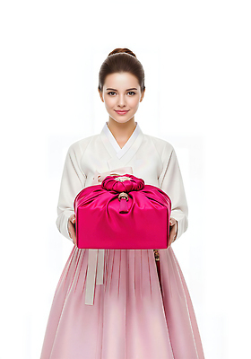 JPG 편집이미지 전통 손 여자 패션 기념일 행복 문화 분홍색 컬러 한국 선물 미소 추석 보자기 한복 뷰티풀 의료성형뷰티 편집실사 AI인물포토 AI콘텐츠 한국전통 명절 감정 아시아 표정 사람 이벤트 신체부위 전통의상 CG 파일형식 천_직물 AI포토