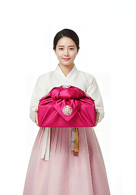 JPG 편집이미지 전통 옷 여자 명절 문화 분홍색 기념 한국 이벤트 설날 추석 축제 보자기 전통의상 한복 뷰티풀 의료성형뷰티 편집실사 AI인물포토 AI콘텐츠 한국전통 기념일 아시아 컬러 사람 CG 파일형식 천_직물 AI포토