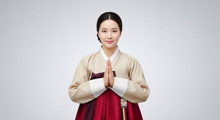 JPG 편집이미지 전통 옷 여자 문화 백그라운드 한국 미소 추석 고요 예절 인사 우아함 한복 자태 의료성형뷰티 차분 편집실사 AI인물포토 AI콘텐츠 한국전통 명절 아시아 컨셉 표정 사람 전통의상 CG 파일형식 AI포토