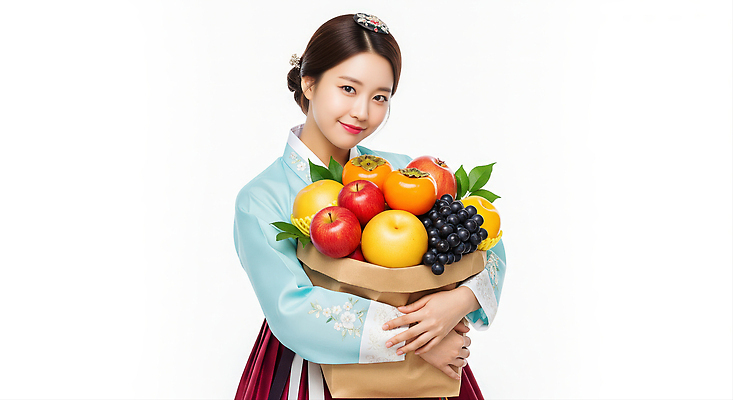 JPG 편집이미지 전통 기념일 문화 컬러 과일 가족 한국 웃음 바구니 추석 한복 의료성형뷰티 편집실사 AI인물포토 AI콘텐츠 한국전통 명절 아시아 관계 표정 이벤트 전통의상 CG 파일형식 AI포토