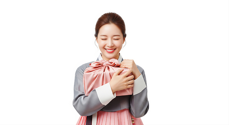 JPG 편집이미지 옷 여자 행복 문화 포장 한국 선물 미소 추석 축제 기쁨 전통의상 한복 소중 방법 뷰티풀 의료성형뷰티 편집실사 AI인물포토 AI콘텐츠 한국전통 전통 명절 감정 아시아 컨셉 표정 사람 CG 파일형식 AI포토