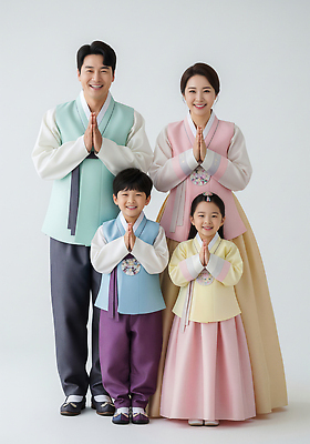 JPG 편집이미지 전통 디자인 옷 명절 행복 문화 어린이 컬러 가족 한국 성인 생활 추석 인사 한복 조화 의료성형뷰티 편집실사 AI인물포토 AI콘텐츠 한국전통 기념일 감정 아시아 관계 사람 예절 전통의상 CG 파일형식 AI포토