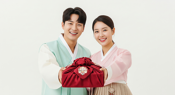 JPG 편집이미지 전통 옷 문화 포즈 한국 선물 미소 추석 기쁨 축하 한복 뷰티풀 의료성형뷰티 편집실사 AI인물포토 AI콘텐츠 한국전통 명절 감정 아시아 컨셉 표정 전통의상 CG 파일형식 AI포토