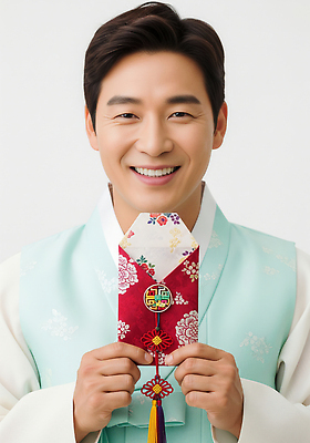 JPG 편집이미지 전통 옷 명절 남자 행복 문화 백그라운드 가족 밝음 미소 추석 기쁨 축하 한복 화사함 돈봉투 의료성형뷰티 편집실사 AI인물포토 AI콘텐츠 한국전통 기념일 감정 컨셉 관계 봉투 표정 사람 전통의상 CG 파일형식 AI포토