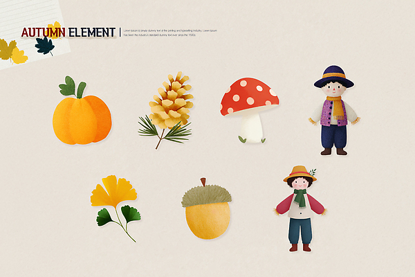 PSD 식물 캐릭터 단풍 일러스트 자연 호박 나뭇잎 핀란드 풍경 장식 버섯 수확 가을 오브젝트 작품 송이 색감 창의성 국내일러스트 계절 잎 농업 채소 북유럽 미술 생태계 파일형식