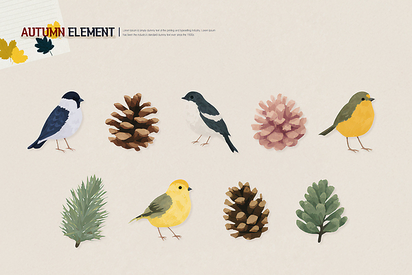 PSD 디자인 계절 예술 백그라운드 일러스트 조류 고요 가을 표현 소나무 원소 오브젝트 앵무새 조화 뷰티풀 색감 생동감 자연물 국내일러스트 나무 동물 자연 화학 파일형식