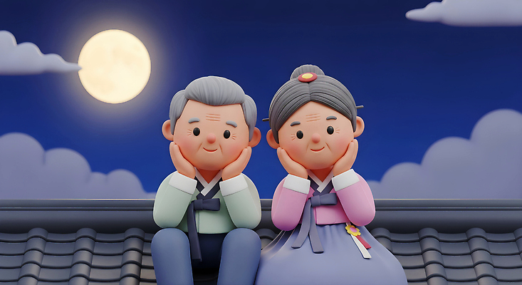 JPG 편집이미지 한국문화 전통 기념일 가족 한옥 사랑 웃음 추석 노부부 우정 축하 한복 달빛 옛날 편집3D AI컴퓨터그래픽 AI콘텐츠 동양문화 한국전통 부부 명절 감정 컨셉 고건축 관계 한국 표정 이벤트 친구 3D 달 전통의상 파일형식