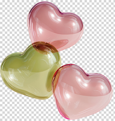 모양 편집이미지 디자인 예술 분홍색 컬러 유리 형상 장식 초록색 빛 반사 하트 배열 오브젝트 PNG 재질 파일형식