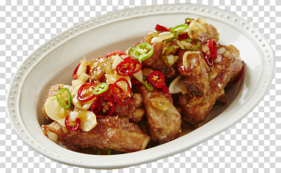 편집이미지 접시 한식 음식 반찬 육류 요리 양념 선택 홍고추 PNG 닭날개 식기 컨셉 식재료 고추 닭고기 파일형식