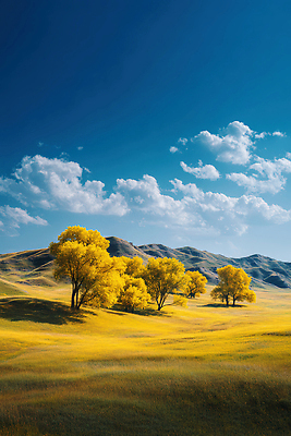 JPG 나무 구름 편집이미지 자연 하늘 풍경 초원 파란색 햇빛 평화 가을 땅 뷰티풀 풍요 편집실사 AI포토 자연요소 식물 계절 컬러 컨셉 태양 CG 생태계 파일형식 AI콘텐츠